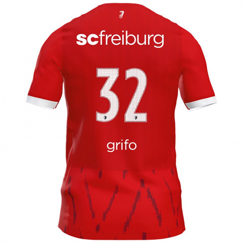 Niño Camiseta Vincenzo Grifo #32 Rojo 1ª Equipación 2024/25 La Camisa Perú