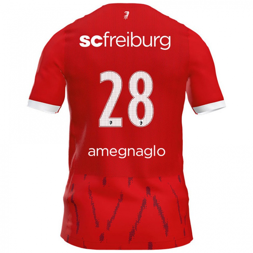 Niño Camiseta David Amegnaglo #28 Rojo 1ª Equipación 2024/25 La Camisa Perú