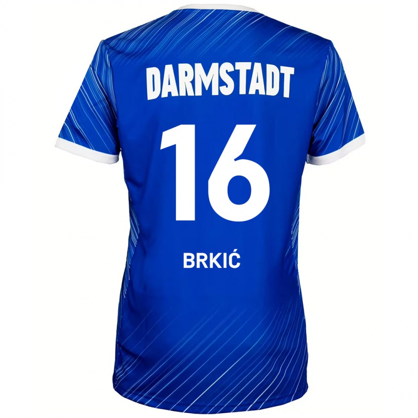 Niño Camiseta Amar Brkić #16 Azul Blanco 1ª Equipación 2024/25 La Camisa Perú