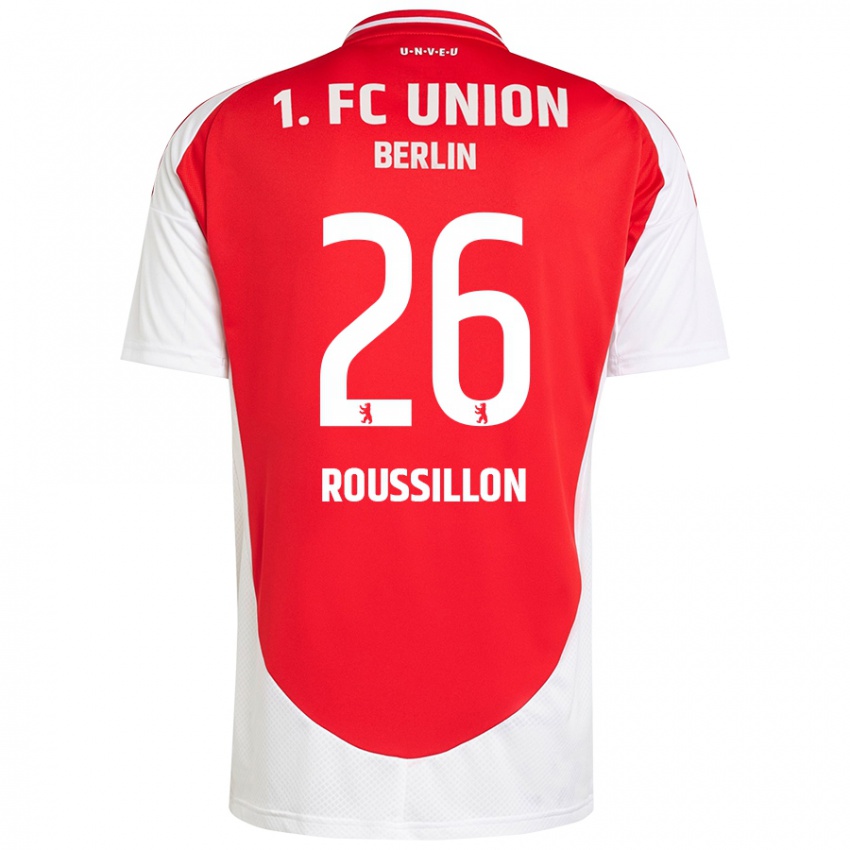 Niño Camiseta Jérôme Roussillon #26 Rojo Blanco 1ª Equipación 2024/25 La Camisa Perú