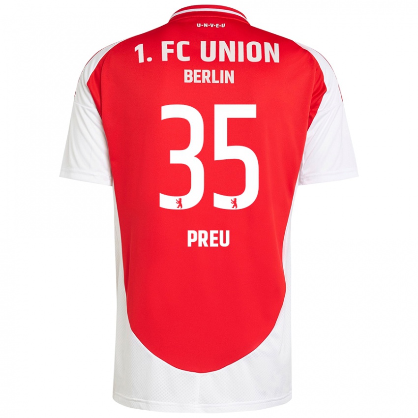 Niño Camiseta David Preu #35 Rojo Blanco 1ª Equipación 2024/25 La Camisa Perú