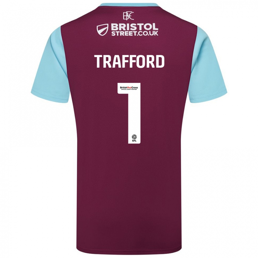 Niño Camiseta James Trafford #1 Borgoña Azul Cielo 1ª Equipación 2024/25 La Camisa Perú