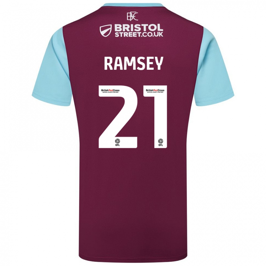 Niño Camiseta Aaron Ramsey #21 Borgoña Azul Cielo 1ª Equipación 2024/25 La Camisa Perú