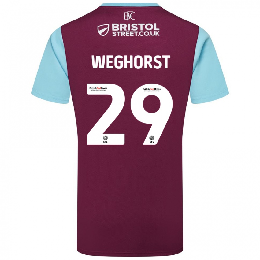 Niño Camiseta Wout Weghorst #29 Borgoña Azul Cielo 1ª Equipación 2024/25 La Camisa Perú