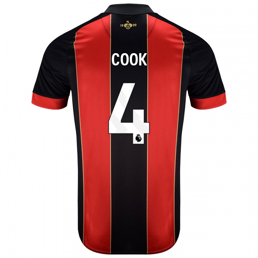 Niño Camiseta Lewis Cook #4 Rojo Negro 1ª Equipación 2024/25 La Camisa Perú