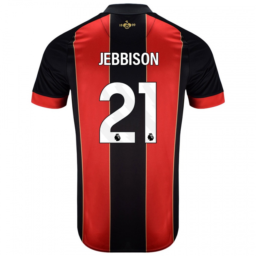 Niño Camiseta Daniel Jebbison #21 Rojo Negro 1ª Equipación 2024/25 La Camisa Perú