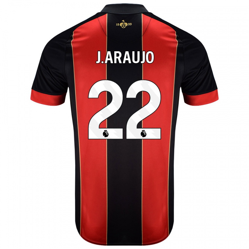 Niño Camiseta Julián Araujo #28 Rojo Negro 1ª Equipación 2024/25 La Camisa Perú