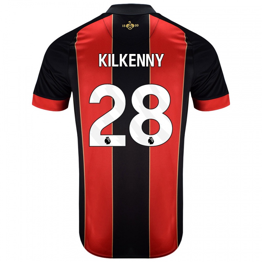 Niño Camiseta Gavin Kilkenny #28 Rojo Negro 1ª Equipación 2024/25 La Camisa Perú