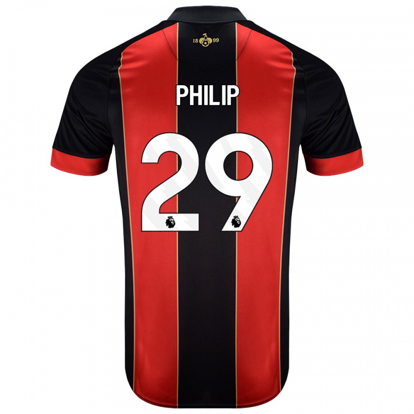 Niño Camiseta Philip Billing #29 Rojo Negro 1ª Equipación 2024/25 La Camisa Perú