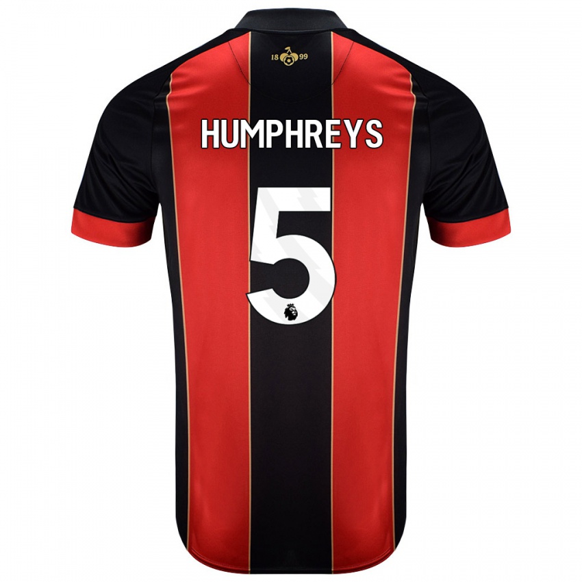 Niño Camiseta Holly Humphreys #5 Rojo Negro 1ª Equipación 2024/25 La Camisa Perú