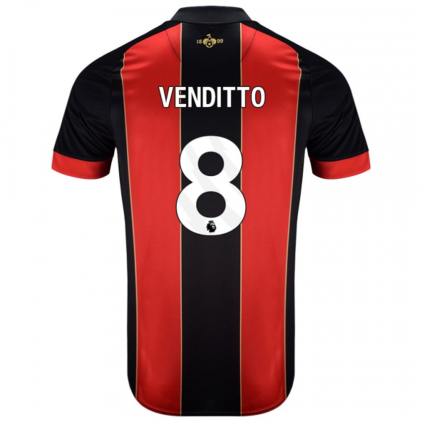 Niño Camiseta Olivia Venditto #8 Rojo Negro 1ª Equipación 2024/25 La Camisa Perú