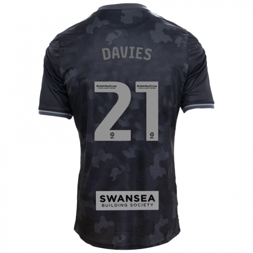 Niño Camiseta Laura Davies #21 Negro 2ª Equipación 2024/25 La Camisa Perú