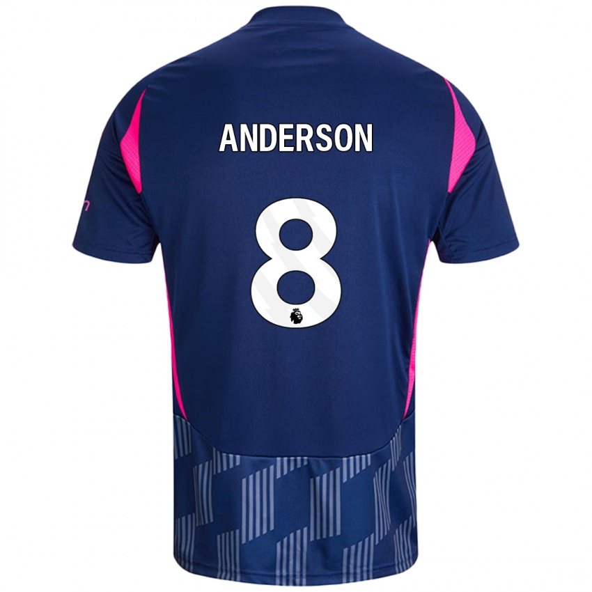 Niño Camiseta Elliot Anderson #8 Azul Real Rosa 2ª Equipación 2024/25 La Camisa Perú