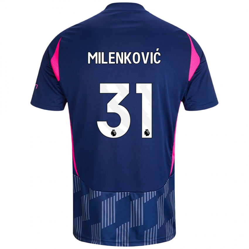 Niño Camiseta Nikola Milenković #31 Azul Real Rosa 2ª Equipación 2024/25 La Camisa Perú