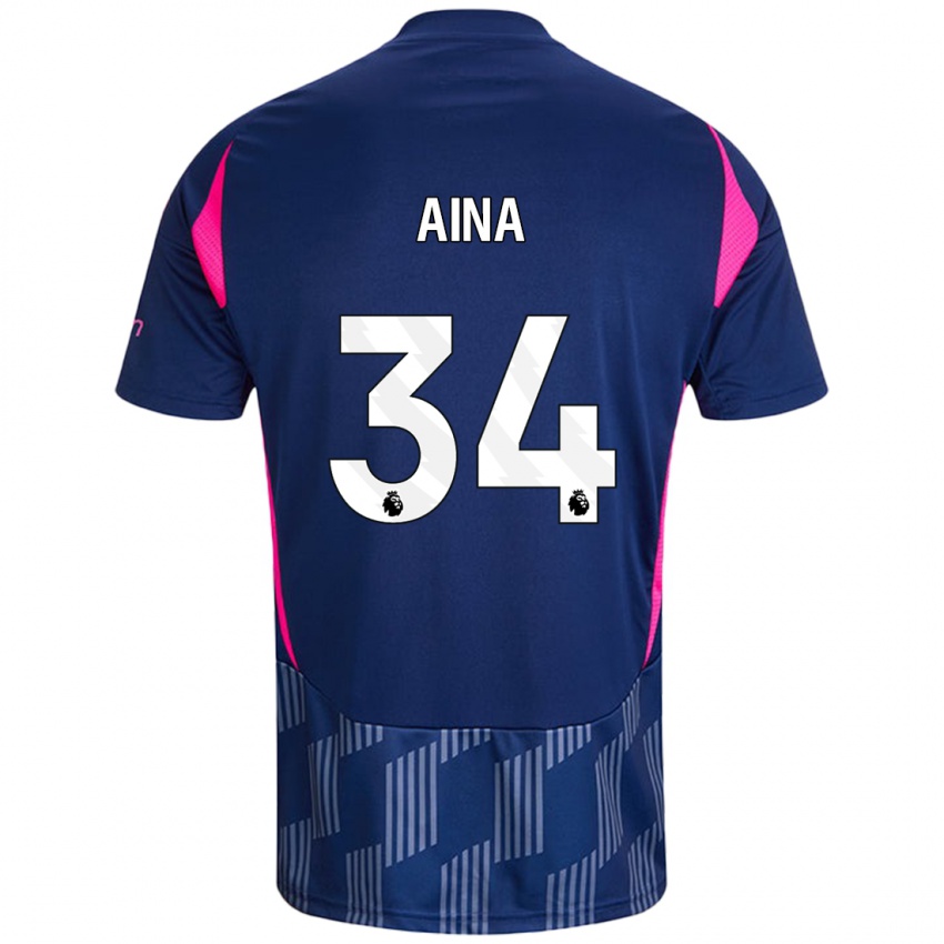 Niño Camiseta Ola Aina #34 Azul Real Rosa 2ª Equipación 2024/25 La Camisa Perú