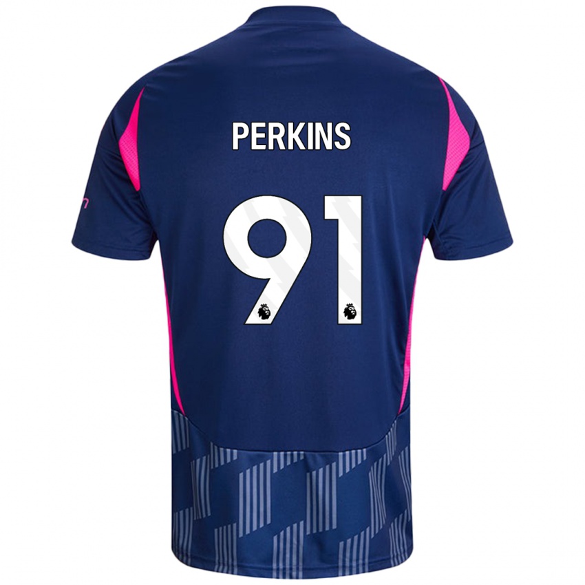 Niño Camiseta Jack Perkins #91 Azul Real Rosa 2ª Equipación 2024/25 La Camisa Perú