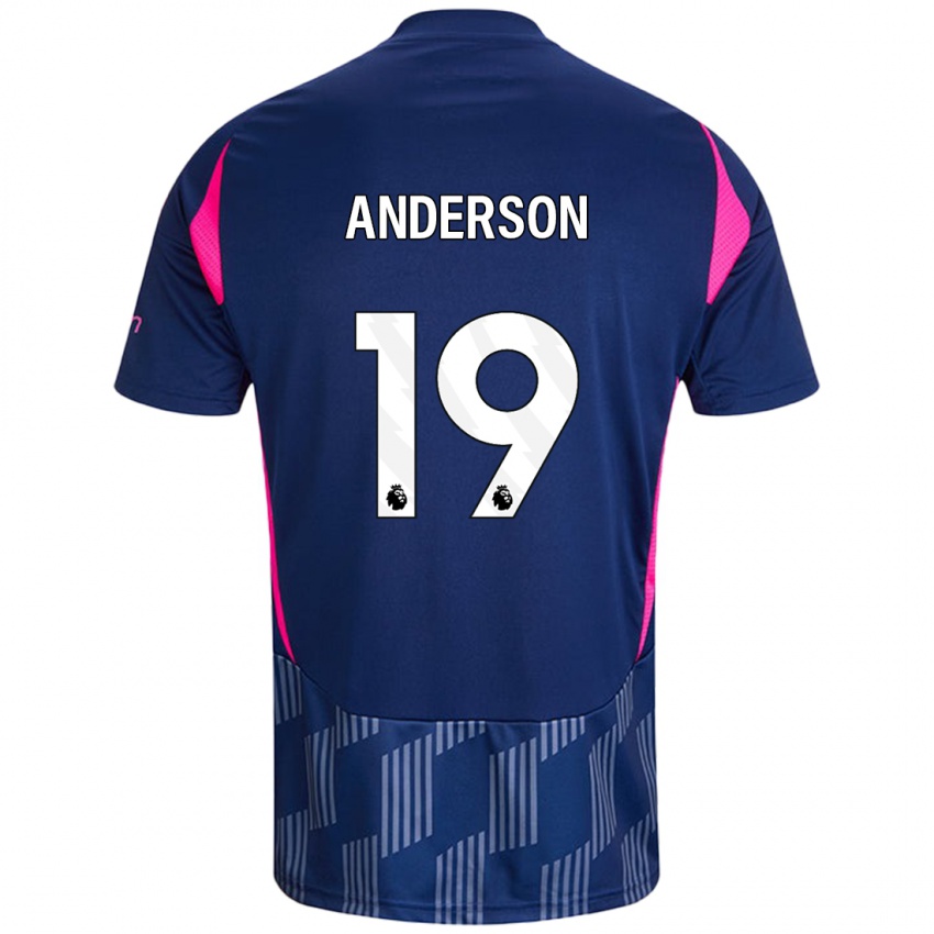 Niño Camiseta Becky Anderson #19 Azul Real Rosa 2ª Equipación 2024/25 La Camisa Perú