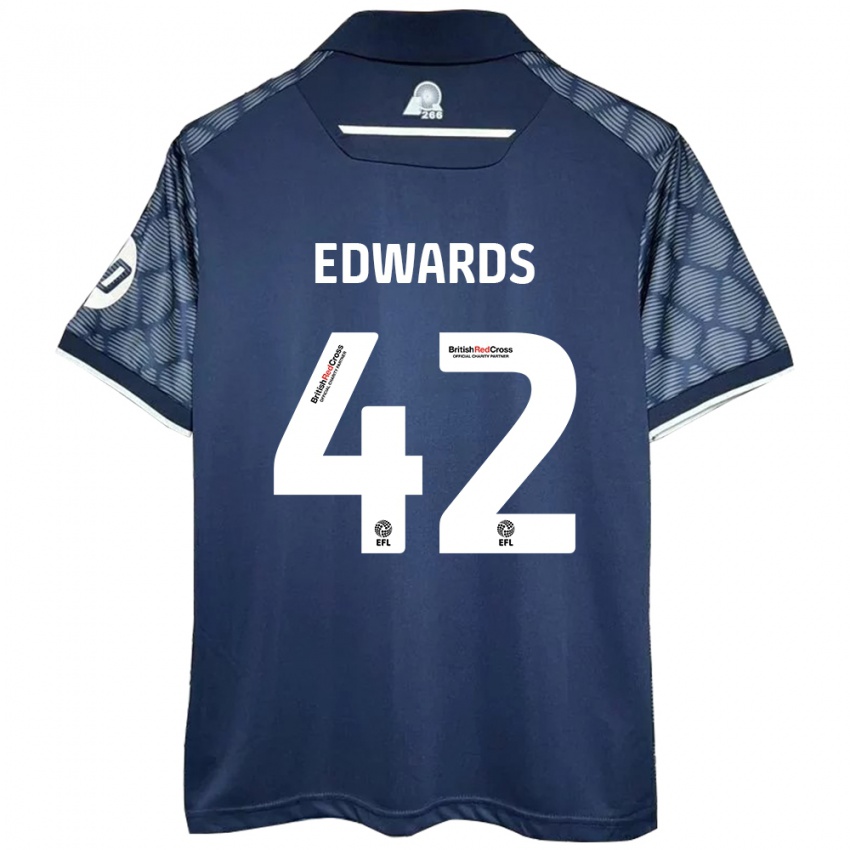 Niño Camiseta Callum Edwards #42 Negro 2ª Equipación 2024/25 La Camisa Perú