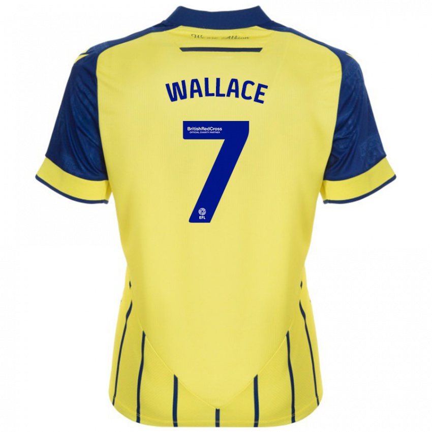 Niño Camiseta Jed Wallace #7 Amarillo Azul 2ª Equipación 2024/25 La Camisa Perú