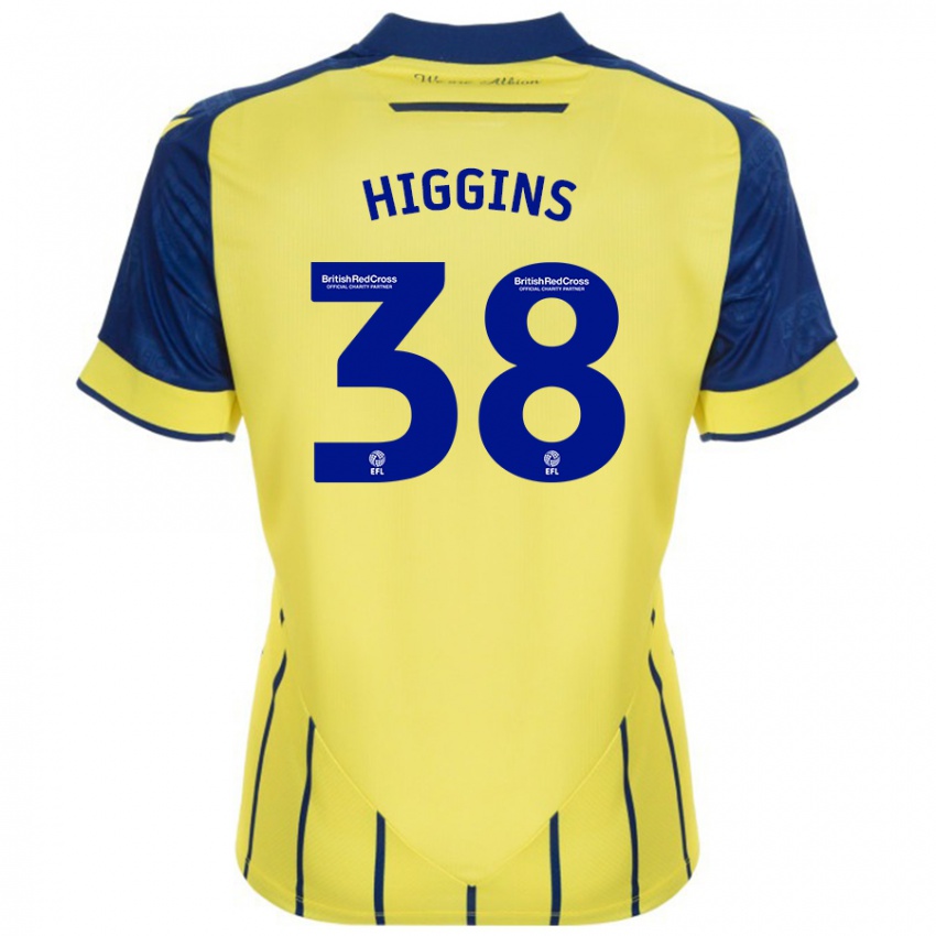 Niño Camiseta Akeel Higgins #38 Amarillo Azul 2ª Equipación 2024/25 La Camisa Perú