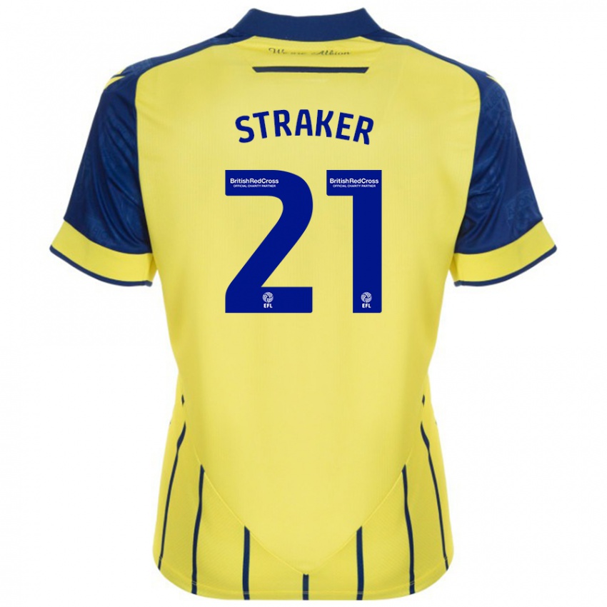 Niño Camiseta Jannelle Straker #21 Amarillo Azul 2ª Equipación 2024/25 La Camisa Perú