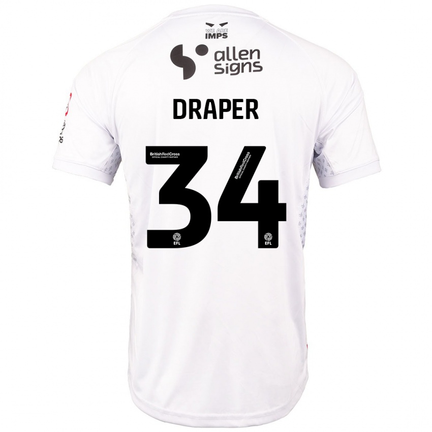 Niño Camiseta Freddie Draper #34 Rojo Blanco 2ª Equipación 2024/25 La Camisa Perú