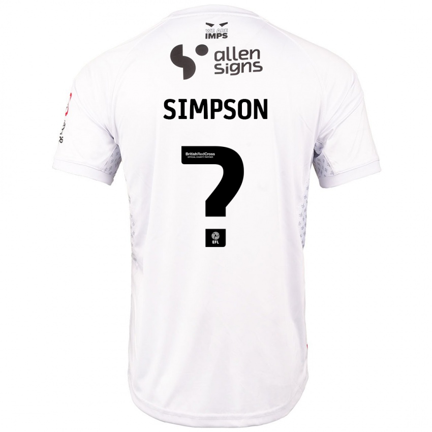 Niño Camiseta John Simpson #0 Rojo Blanco 2ª Equipación 2024/25 La Camisa Perú