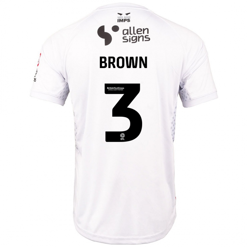 Niño Camiseta Jaden Brown #3 Rojo Blanco 2ª Equipación 2024/25 La Camisa Perú