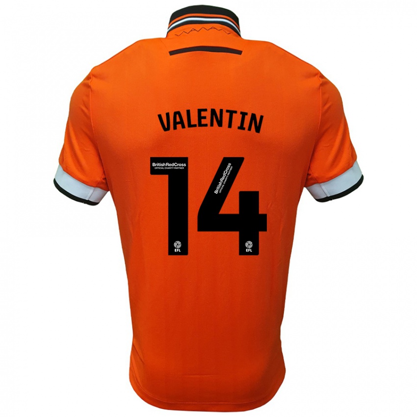 Niño Camiseta Pol Valentín #14 Naranja Blanco 2ª Equipación 2024/25 La Camisa Perú