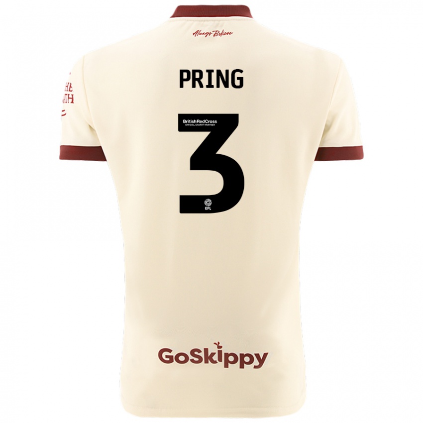 Niño Camiseta Cameron Pring #3 Crema Blanco 2ª Equipación 2024/25 La Camisa Perú