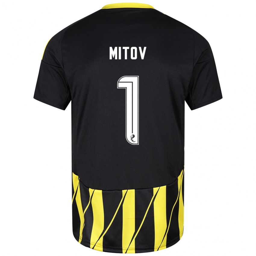 Niño Camiseta Dimitar Mitov #1 Negro Amarillo 2ª Equipación 2024/25 La Camisa Perú