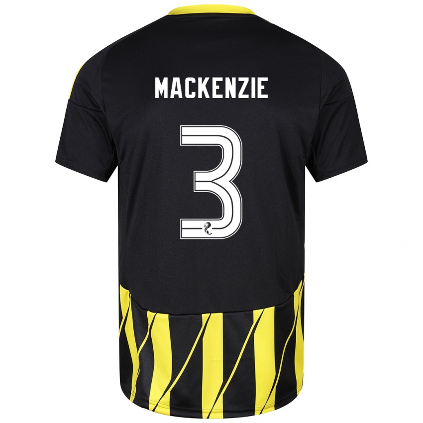 Niño Camiseta Jack Mackenzie #3 Negro Amarillo 2ª Equipación 2024/25 La Camisa Perú