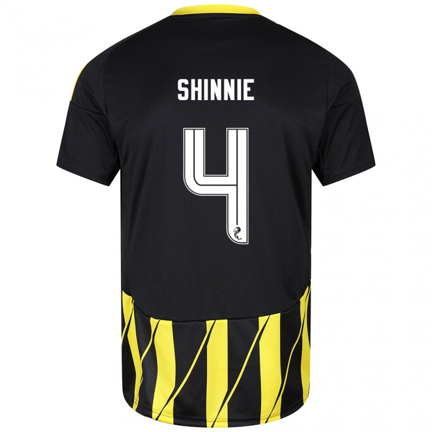 Niño Camiseta Graeme Shinnie #4 Negro Amarillo 2ª Equipación 2024/25 La Camisa Perú