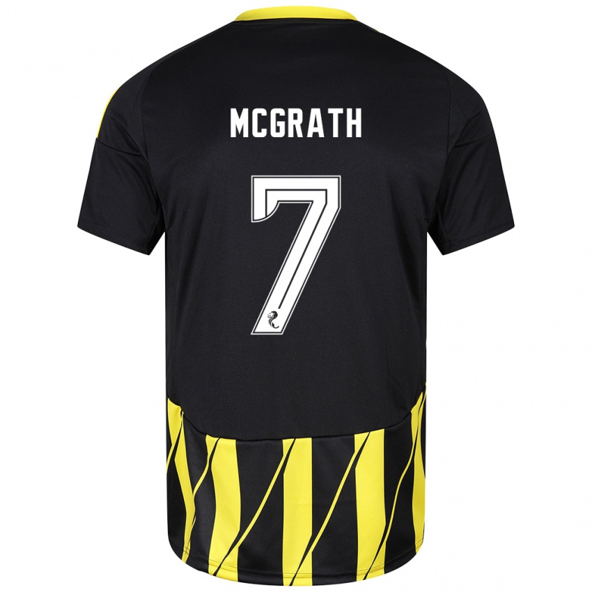 Niño Camiseta Jamie Mcgrath #7 Negro Amarillo 2ª Equipación 2024/25 La Camisa Perú