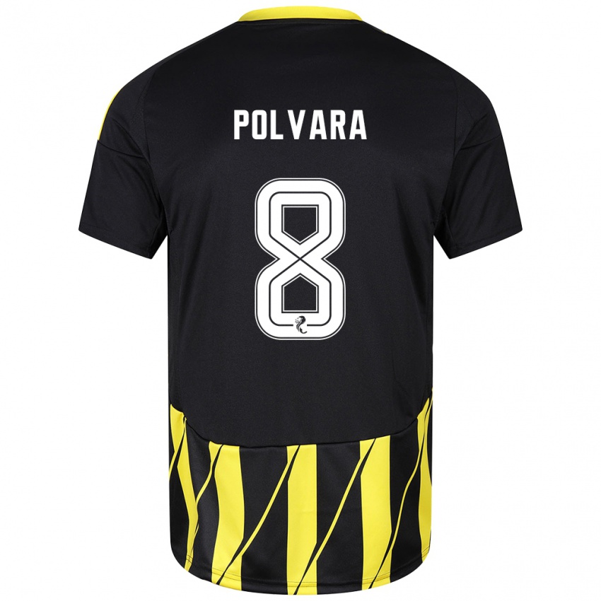 Niño Camiseta Dante Polvara #8 Negro Amarillo 2ª Equipación 2024/25 La Camisa Perú