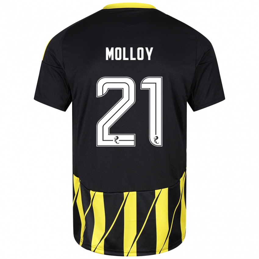 Niño Camiseta Gavin Molloy #21 Negro Amarillo 2ª Equipación 2024/25 La Camisa Perú