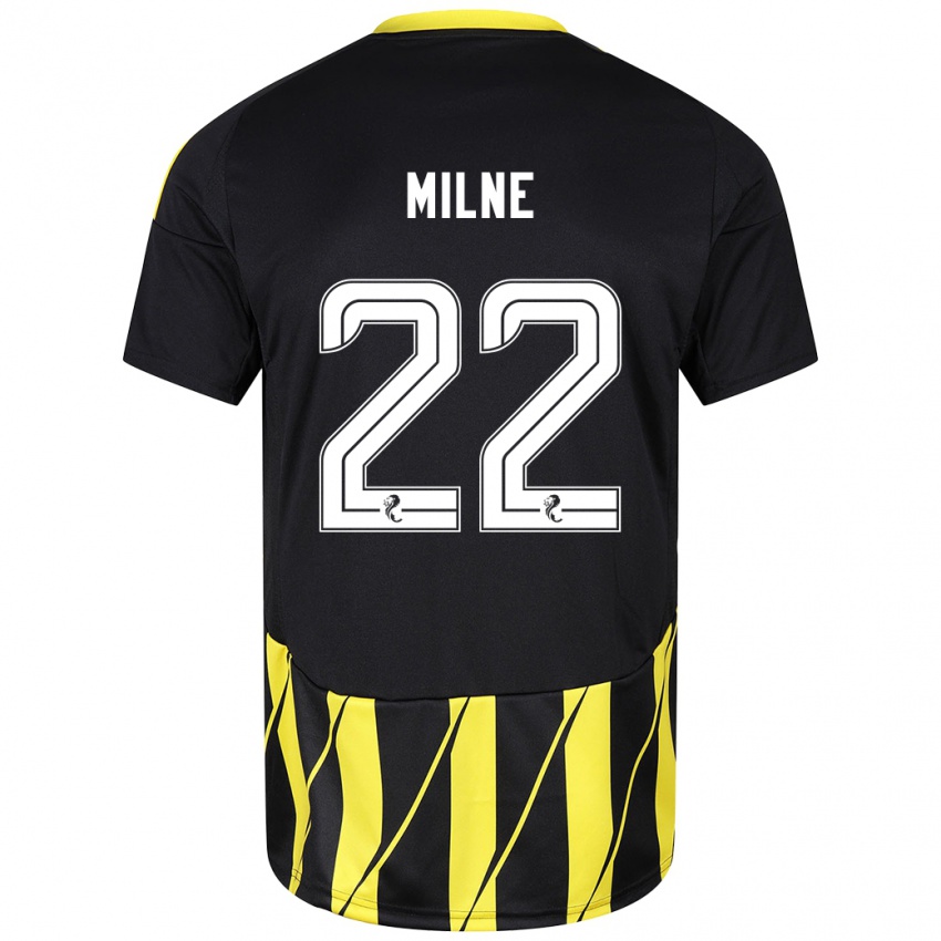 Niño Camiseta Jack Milne #22 Negro Amarillo 2ª Equipación 2024/25 La Camisa Perú