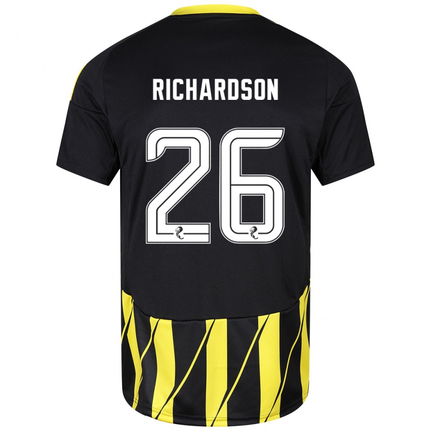 Niño Camiseta Jayden Richardson #26 Negro Amarillo 2ª Equipación 2024/25 La Camisa Perú