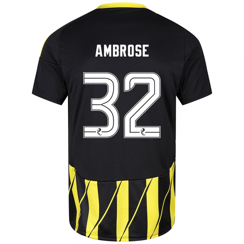 Niño Camiseta Peter Ambrose #32 Negro Amarillo 2ª Equipación 2024/25 La Camisa Perú