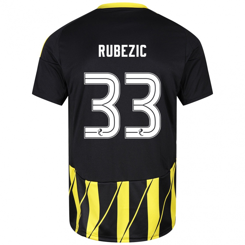 Niño Camiseta Slobodan Rubezic #33 Negro Amarillo 2ª Equipación 2024/25 La Camisa Perú