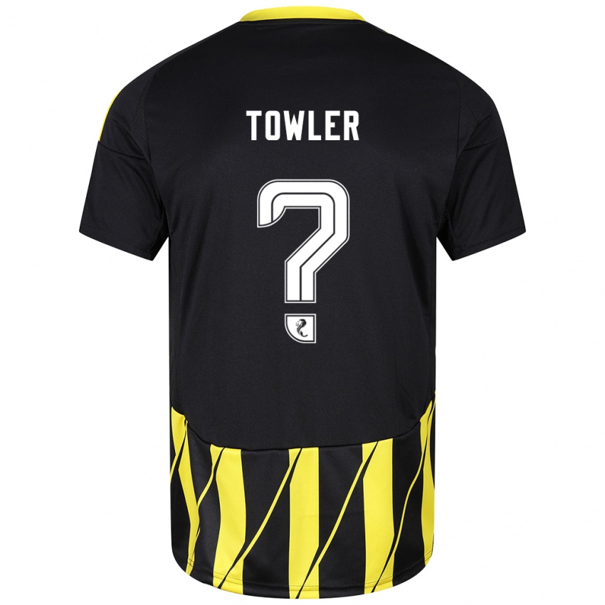 Niño Camiseta Evan Towler #0 Negro Amarillo 2ª Equipación 2024/25 La Camisa Perú