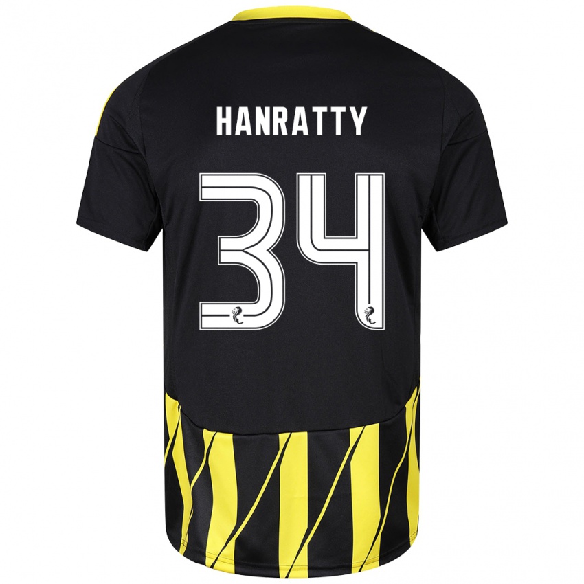 Niño Camiseta Kevin Hanratty #34 Negro Amarillo 2ª Equipación 2024/25 La Camisa Perú