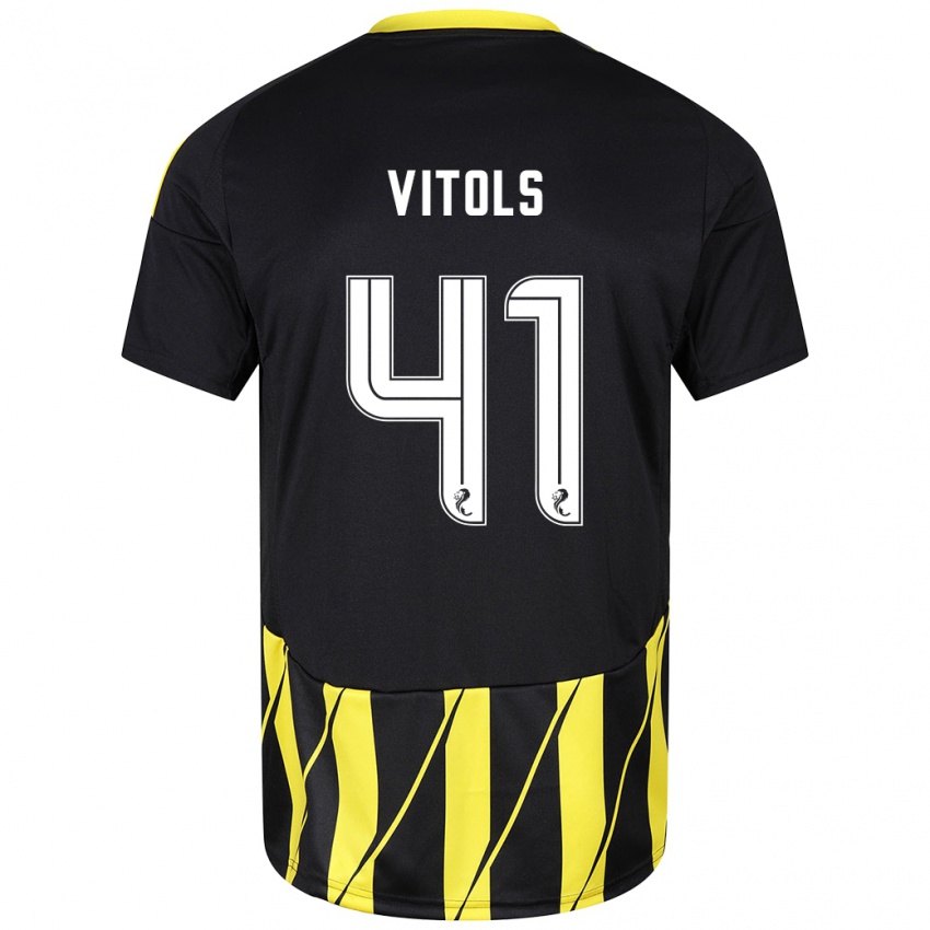 Niño Camiseta Rodrigo Vitols #41 Negro Amarillo 2ª Equipación 2024/25 La Camisa Perú