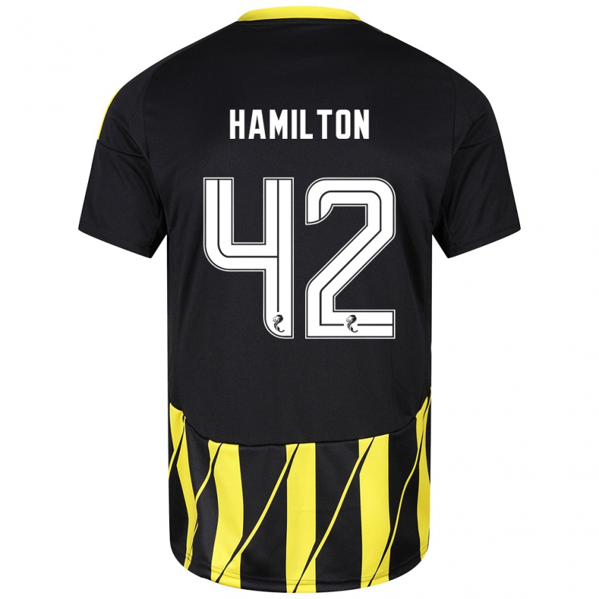 Niño Camiseta Brendan Hamilton #42 Negro Amarillo 2ª Equipación 2024/25 La Camisa Perú