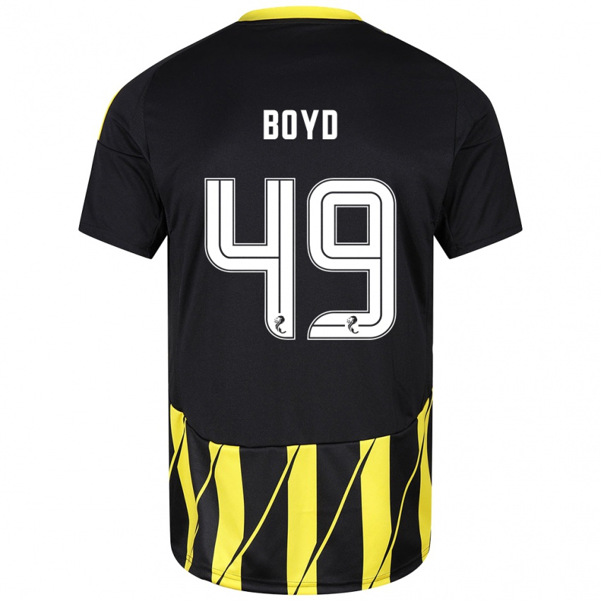 Niño Camiseta Fletcher Boyd #49 Negro Amarillo 2ª Equipación 2024/25 La Camisa Perú