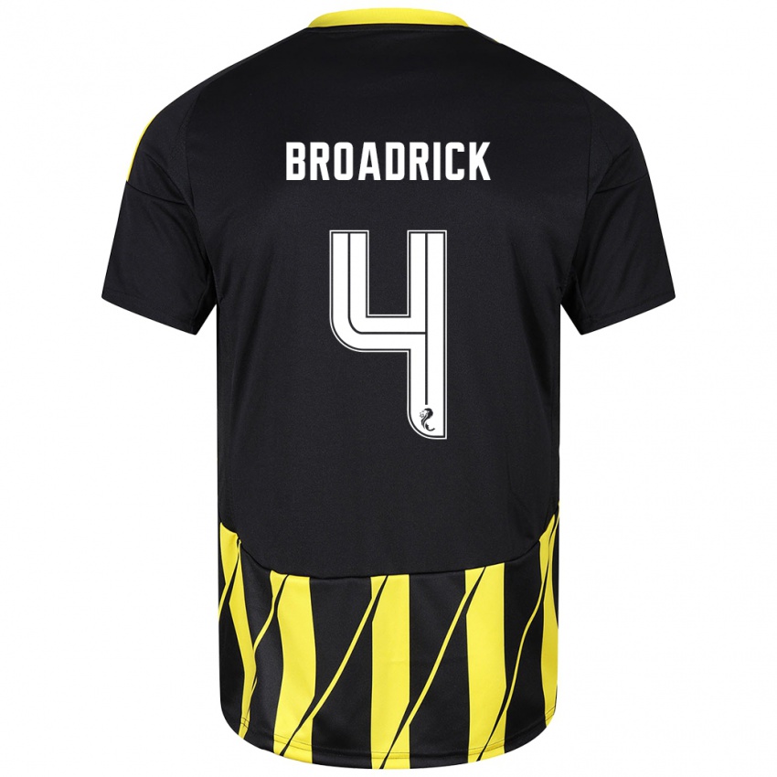 Niño Camiseta Jessica Broadrick #4 Negro Amarillo 2ª Equipación 2024/25 La Camisa Perú