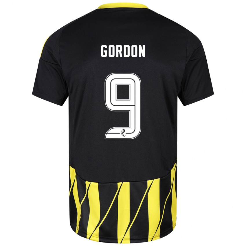 Niño Camiseta Lauren Gordon #9 Negro Amarillo 2ª Equipación 2024/25 La Camisa Perú