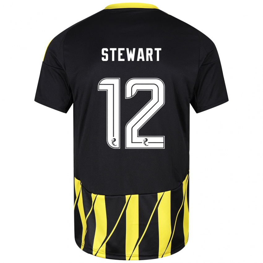 Niño Camiseta Hannah Stewart #12 Negro Amarillo 2ª Equipación 2024/25 La Camisa Perú