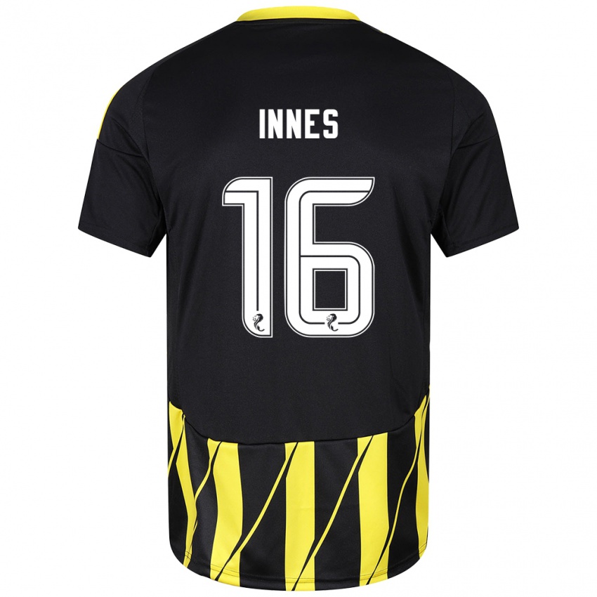 Niño Camiseta Hannah Innes #16 Negro Amarillo 2ª Equipación 2024/25 La Camisa Perú