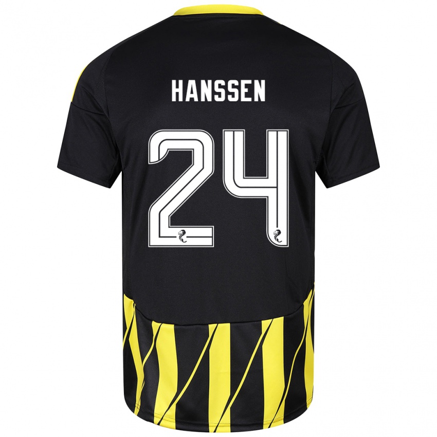 Niño Camiseta Nadine Hanssen #24 Negro Amarillo 2ª Equipación 2024/25 La Camisa Perú